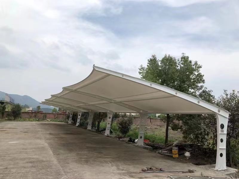 缙云县小区改造停车棚工程,膜结构非机动车棚定制厂家-2
